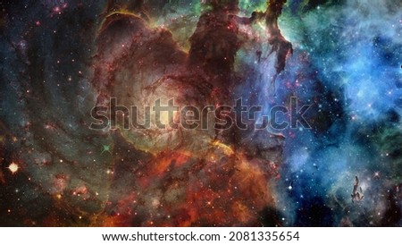 Scientific background, nebula and stars in deep space, glowing mysterious universe. Elements of this image furnished by NASA