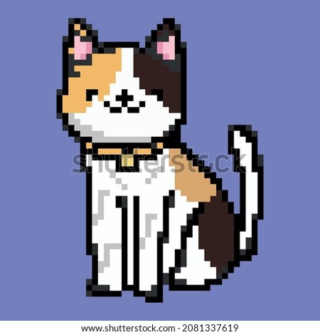 Cute cat domestic pet pixel art