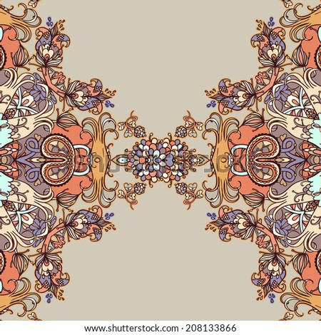 Vector decorative floral background, illustration with gorgeous ornamental frame.