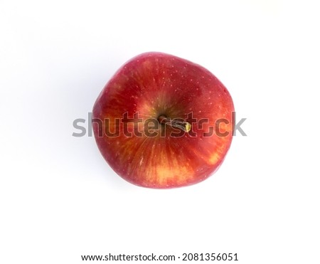 Red Apple Top View Isolated on white background Close-up Copy Space Shot from Above Healthy Food Fruits for Fresh Juice