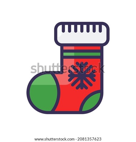 Christmas sock filled line style icon. vector illustration Christmas theme. EPS 10