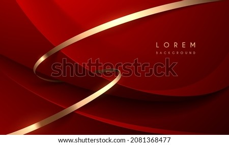 Abstract red and gold ribbons background Royalty-Free Stock Photo #2081368477