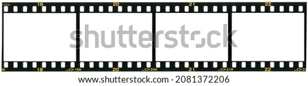 Four pictures Film strip texture with blank space, Template background  and path for pictures