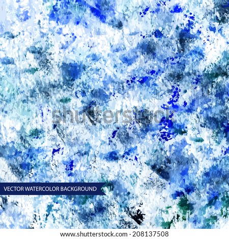 Watercolor abstract background. Blue hand painted texture.