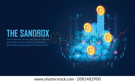 Isometric concept of Sand crypto currency on sandbox land with indicator trends Royalty-Free Stock Photo #2081482900