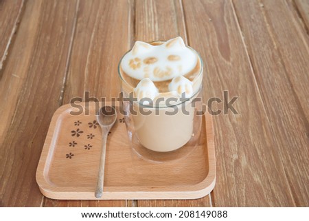 A cup of coffee with cute latte art 3D