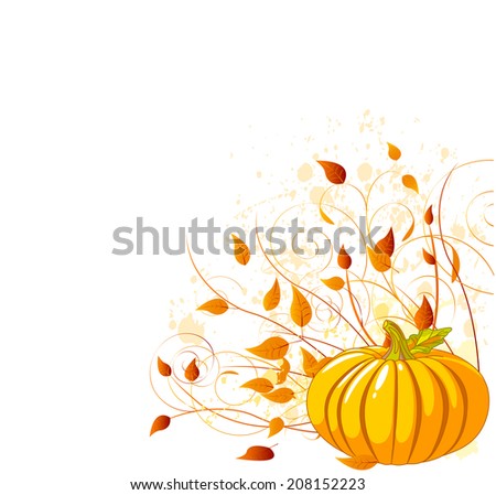 Illustration of Autumn Pumpkin and leaves background