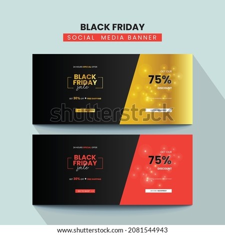 Black Friday special offer Sale Facebook cover banner template. Trendy editable Social Media promotion ads post cover. Set of sale banner template. Vector illustration