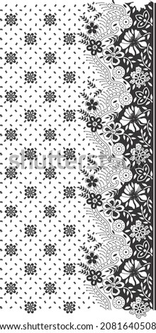 black flowers and leaves. Black and white background for weddings, fabrics, packaging.