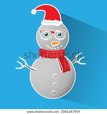 snowman sticker simple clip art vector illustration.