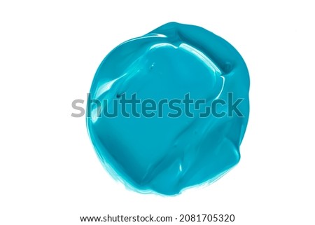 Mint blue beauty cosmetic texture isolated on white background, smudged makeup smear or cosmetics product smudge, paint brush strokes.