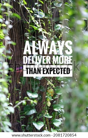 Motivational quote of Always deliver more than expected with nature background