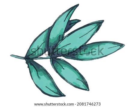 Vector illustration of olive branch. Hand drawn eco food clip art isolated on white background. For print, web, design, decor.