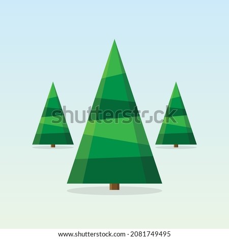 Triangle christmas tree with green color vector illustration on light blue background.
