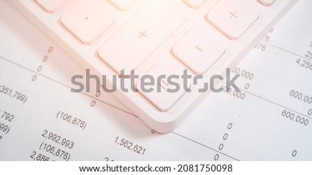 Close white calculator button business concept photo