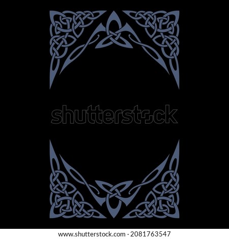 Scandinavian Viking design. Frame in Ancient Celtic Scandinavian style, isolated on black, vector illustration Royalty-Free Stock Photo #2081763547