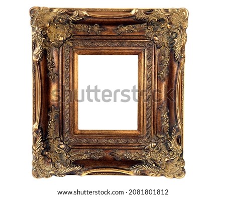 vintage picture frame, objects photographed on white background