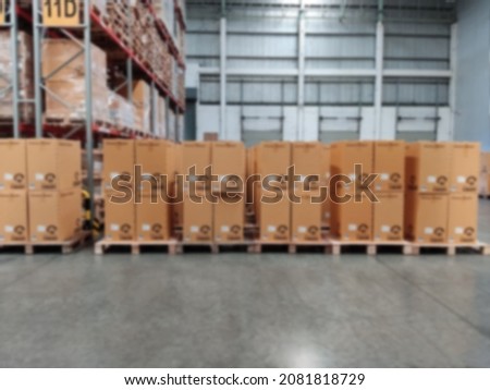 Blur imaged of warehouse inventory product stock for logistic background