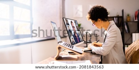 Online Virtual Training Video Conference Webinar Meeting Royalty-Free Stock Photo #2081843563
