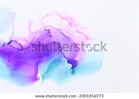 art photography of abstract fluid painting with alcohol ink, pink and purple colors Royalty-Free Stock Photo #2081856973