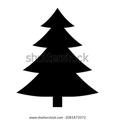Christmas tree silhouette. Vector illustration. Black and white icon.