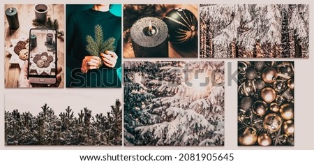 collection of hygge Christmas images - warm beige and green tones - original images to be found in my gallery