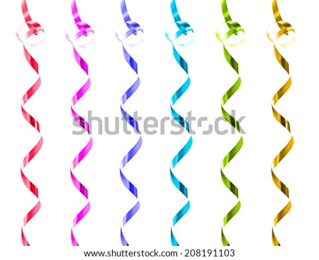 Collection of rainbow colored gift ribbons, isolated on white background