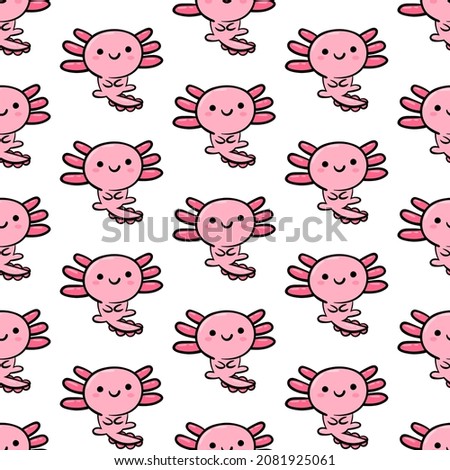 Cute Axolotl Seamless Pattern. Cartoon animal background Colorful Vector background for kids, textile, pattern fabric, wallpaper