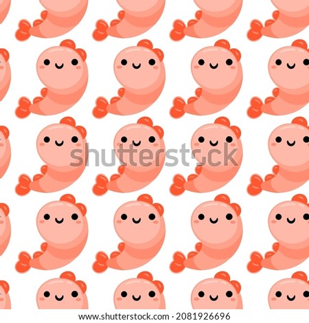 Cute Shrimp prawn Seamless Pattern. Cartoon animal background. Vector background for kids, textile, fabric.