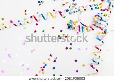 Colorful confetti on white background text place - Image 
