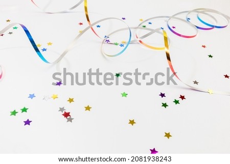 Colorful confetti on white background text place - Image 
