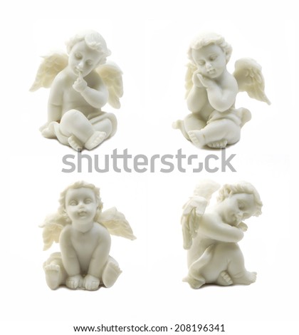 Cupid statue set  isolated on white background