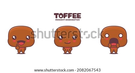 vector toffee cartoon mascot, with different expressions, isolated on a white background.