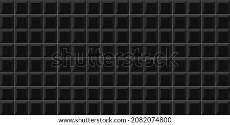 Black square subway tile seamless pattern. Wall with brick texture. Vector geometric background design