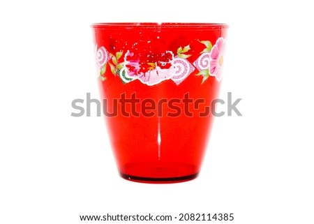 A picture of plastic Tumbler on white background with selective focus