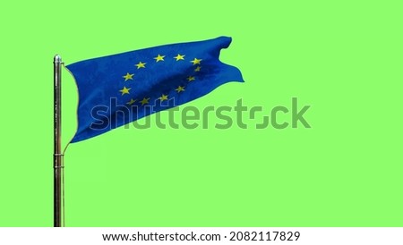 waving flag of European Union for memorial day on green screen, isolated - object 3D rendering