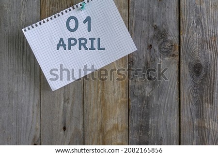 Calendar with April 1 date.  Concept of the day of the year.