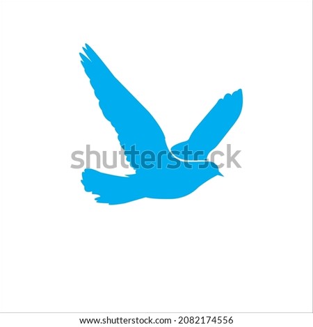 Silhouette Of Sky Blue Pigeon Flying In The Air EPS Vector PNG Logo In CMYK Color Format Print Ready And Ready To Use In All Platforms Fully Scalable And Fully Customizable EPS 10 
