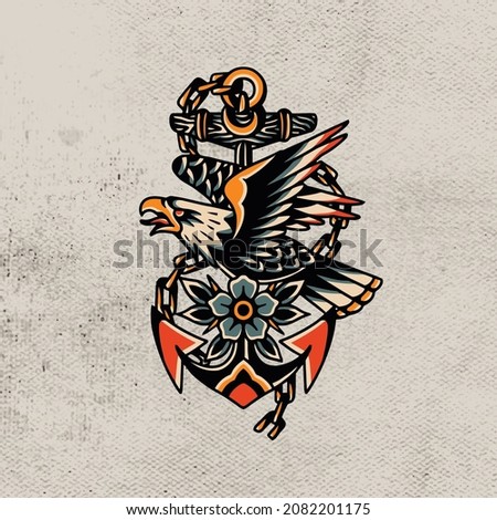 artwork design of eagle tattoo vector illustration