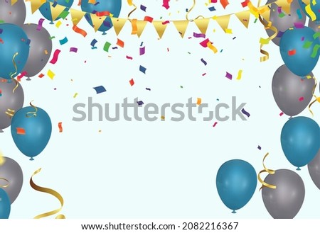Party banner with blue and gray balloons background. grand Opening Card luxury greeting rich