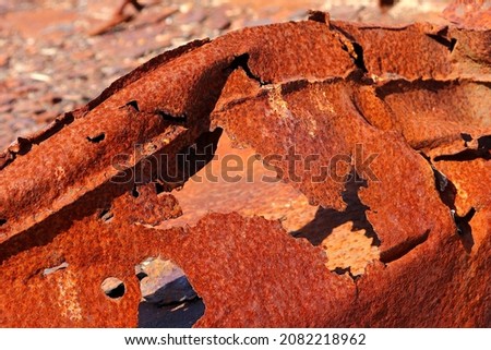 Rusted iron. The frame part of the fishing boat. Royalty-Free Stock Photo #2082218962