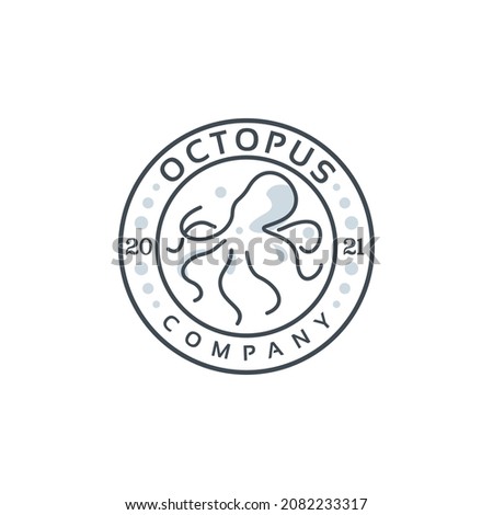 Simple Octopus Squid Label Logo Inspirational Design