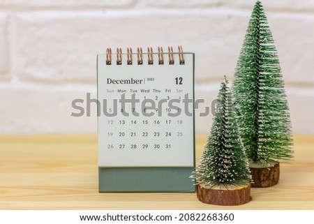 Desktop calendar for December 2021.Calendar for planning for the month Royalty-Free Stock Photo #2082268360