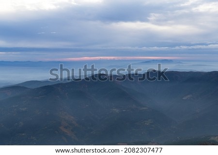 Mountains at sunset on an autumnal day