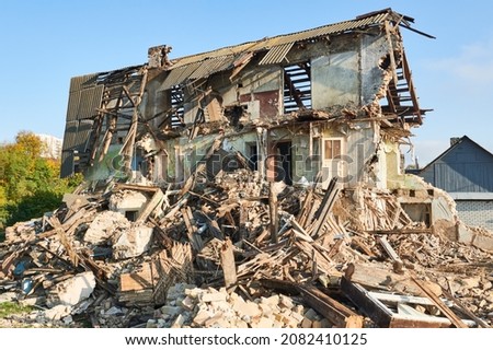 demolition the abandoned private building house Royalty-Free Stock Photo #2082410125