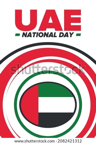 National Day in United Arab Emirates. National happy holiday, celebrated annual in December 2. UAE flag. Patriotic elements. Poster, card, banner and background. Vector illustration