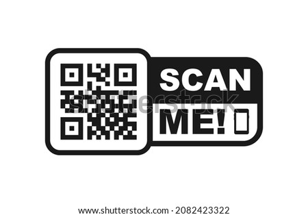QR code scan for smartphone. QR code with inscription scan me with smartphone. Scan me icon. Scan qr code icon for payment, mobile app and identification. Vector illustration.