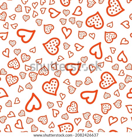 Seamless pattern, red heart symbol of love on a white background, vector illustration for textiles, wallpaper and wrapping paper