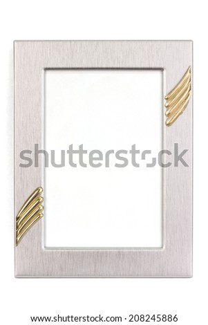 Silver picture frame in portrait format - isolated on white