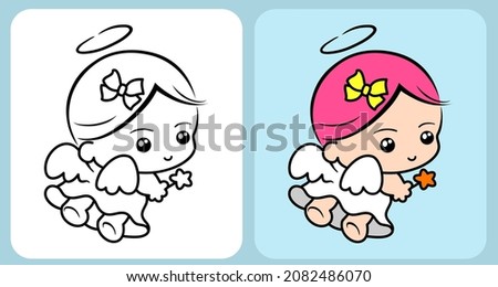 Angel vector coloring image on white background